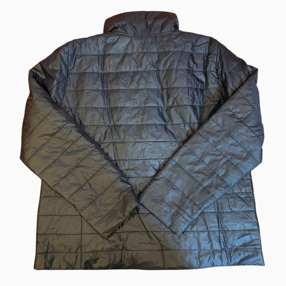 Eileen Fisher Women's Quilted Puffer Jacket L Black Snap Front Stand Collar - Picture 2 of 7